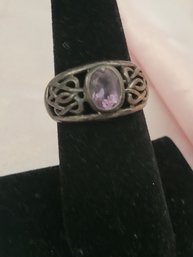 Sterling Silver Ring With Amethyst Stone