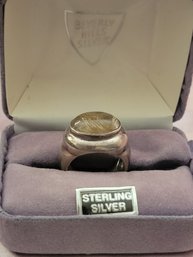 Sterling Silver Quartz With Golden Rutilated Quartz Ring