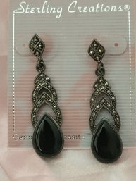 Sterling Silver And Marcasite Dangle Earrings