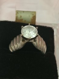 Sterling Silver With Precious Center Stone Ring