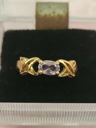 Sterling Silver With Gold Overlay With Amethyst Stone Ring