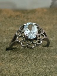 Sterling Silver With Aquamarine Stone Ring