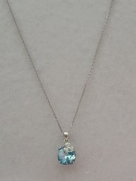 Sterling Silver With Blue Topaz Stone Pendant