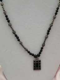 Sterling Silver And Onyx Necklace