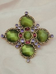 Monet Faceted Glass Starburst Pin Brooch