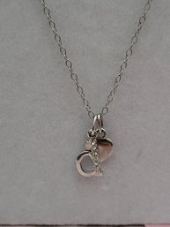 Vintage D With Heart Pendant Necklace