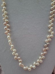 Vintage Rice Pearl Strand Necklace With Sterling Silver Clasp