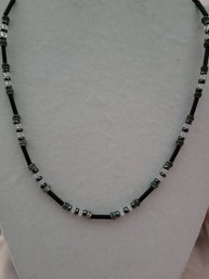 Black Onyx And Hematite Stone Necklace