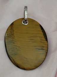 Tiger Eye Stone With Sterling Silver Clasp Pendant