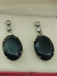 Vintage Decorative Black Rhinestone Dangle Earrings