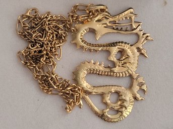 Asian Dragon Large Pendant Costume Necklace