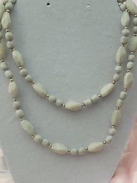 White Milk Glass Beaded Necklace