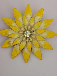 1970s Large Enameled Yellow Flower Pin