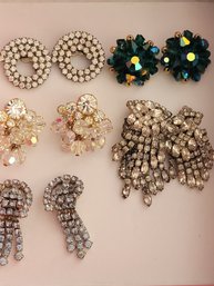 Stunning Rhinestone Vintage Earrings Lot