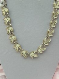 Vintage Coro Gold Leaf And Pearl Necklace