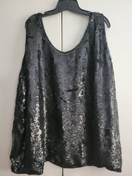 Very Heavy Black Sequin & Beaded Womens Top