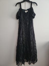 Karin Stevens Vintage Rayon Black Dress - Size 6