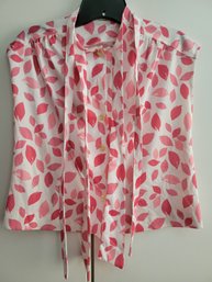 Pink & White Vintage Blouse With Scarf