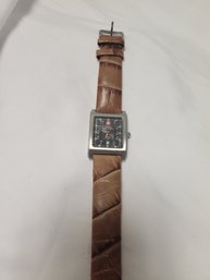 Swiss Military Watch With Brown Leather Band