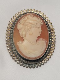 Antique Hand Carved Cameo Brooch