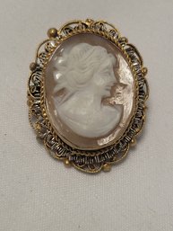 Antique Hand Carved Cameo Brooch