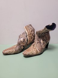 Italian Leather Faux Snakeskin Boots