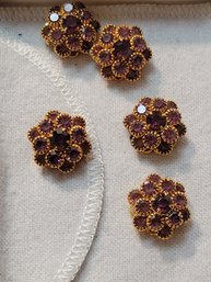 Citrine And Topaz Floral Buttons