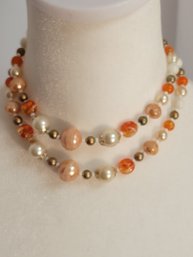 Glass Pearl And Lucite Vintage Necklace - Japan