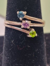 Sterling Silver Ring With Precious Stones