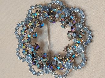 Gorgeous Unsigned Wreath Rhinestone Brooch