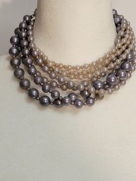 Japan Signed Shell Pearl Drop Necklace