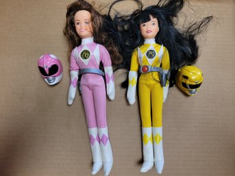 1990s Power Ranger Dolls - Yellow And Pink Power Ranger