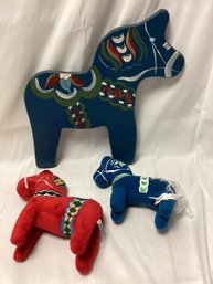 Sweidh Blue And Red Dala Horse Lot