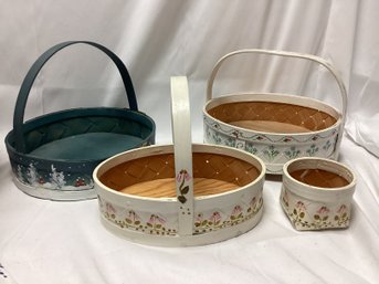 Hand Painted Wooden Basket Lot