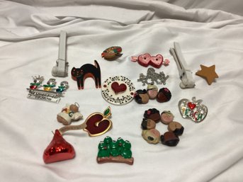 Various Pins, Brooches, And Clothes Pin Lot