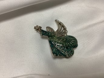 Monet Signed Enameled Angel Brooch