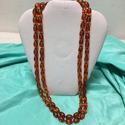 Long Amber Beaded Necklace