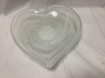 Murano White Heart Glass Bowl
