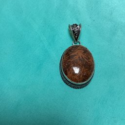 Sterling Silver 925 Spider Web Jasper Stone Pendant