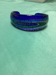 Handcrafted Dichroic Blue Night Shimmer Glass Bracelet