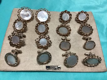 8 Pairs Mother Of Pearl Vintage Cuff Links