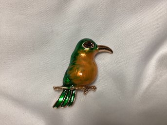 Vintage Gold Tone Enamel Kingfisher Bird Brooch