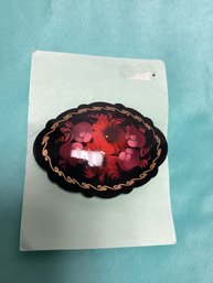 Hand Painted Russian Floral Pin