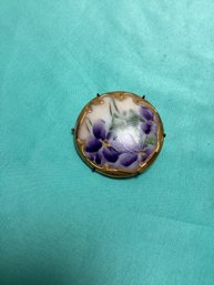 Victorian Doll Jewelry Pins Brooch Hand Painted Violet Porcelain