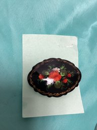 Hand Painted Russian Floral Pin