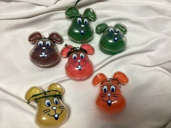 Lot Of 6 Tony Easter Bunny Shaped Plastic Containers For Candy