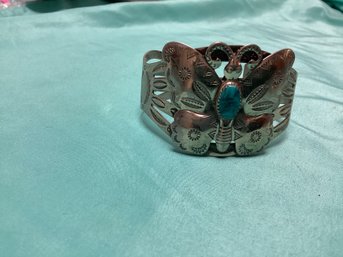 Bell Trading Nickel Silver And Turquoise Cuff Bracelet