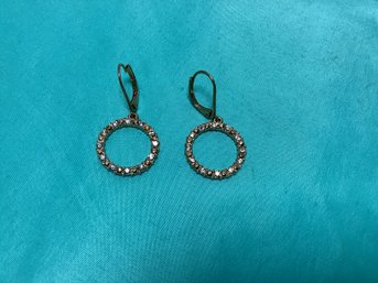 Gold Tone With Rhinestones Dangle Earrings