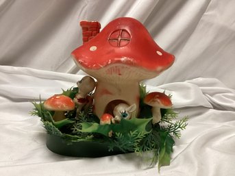 Vintage Trash-tastic Lot Of Plastic Christmas Mushrooms With Deer & Trimmings