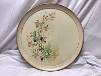 Vintage Hand Painted Wood Tray Made In Italy W/flowers